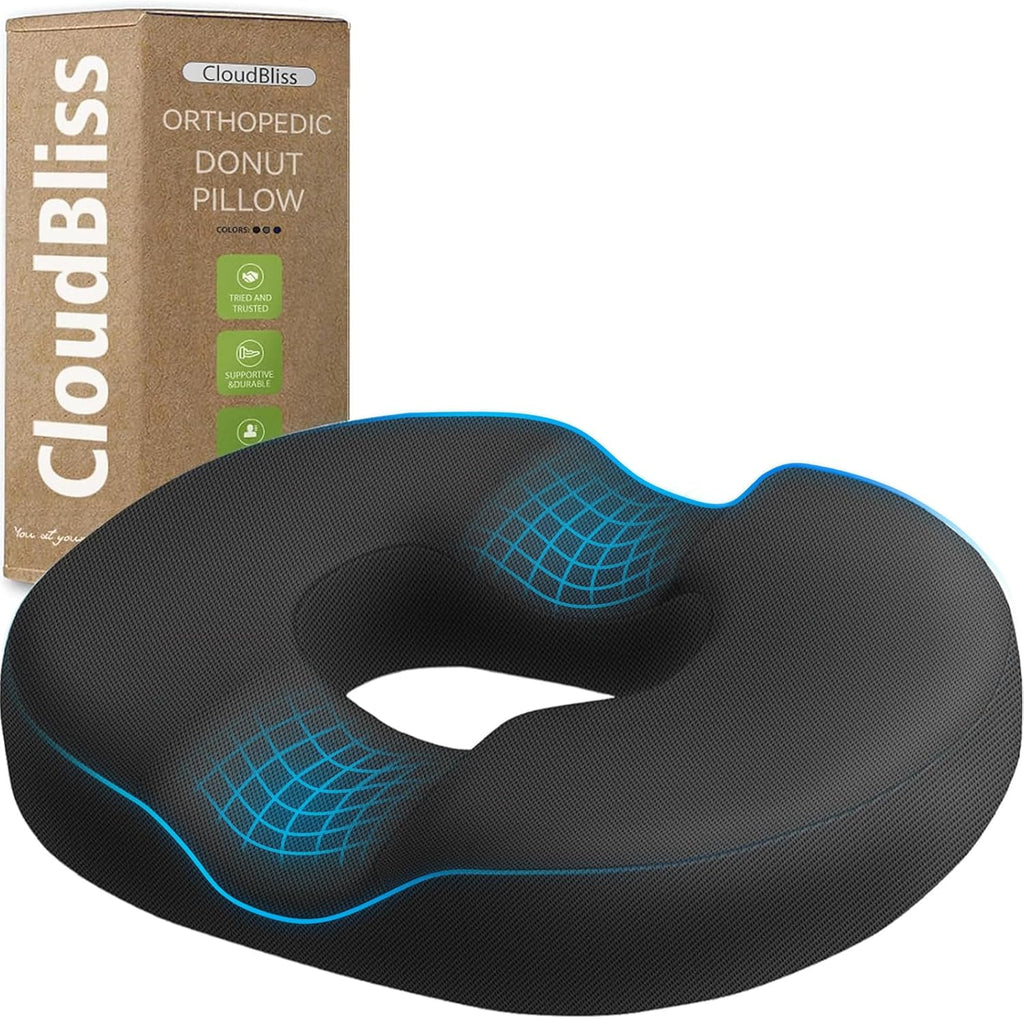 CloudBliss Donut Pillow Seat Cushion for Tailbone and Hemorrhoids, Memory Foam Seat Chair Cushion for Postpartum Pregnancy, Seat Cushions f…