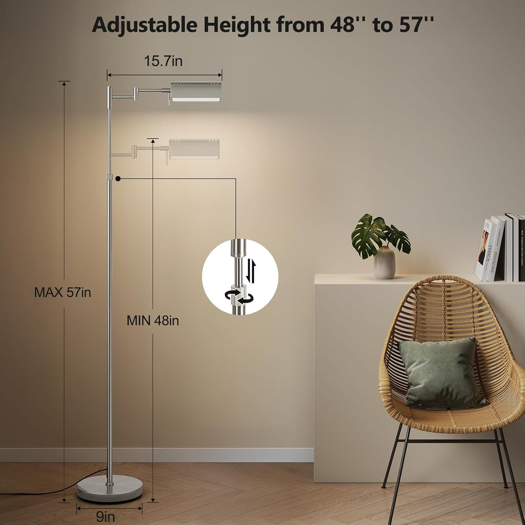 SUNMORY Dimmable LED Pharmacy Floor Lamp, 16W/1500LM Bright Reading Floor Lamp with Remote & Touch Control, 350°Swing Arm, Adjustable…