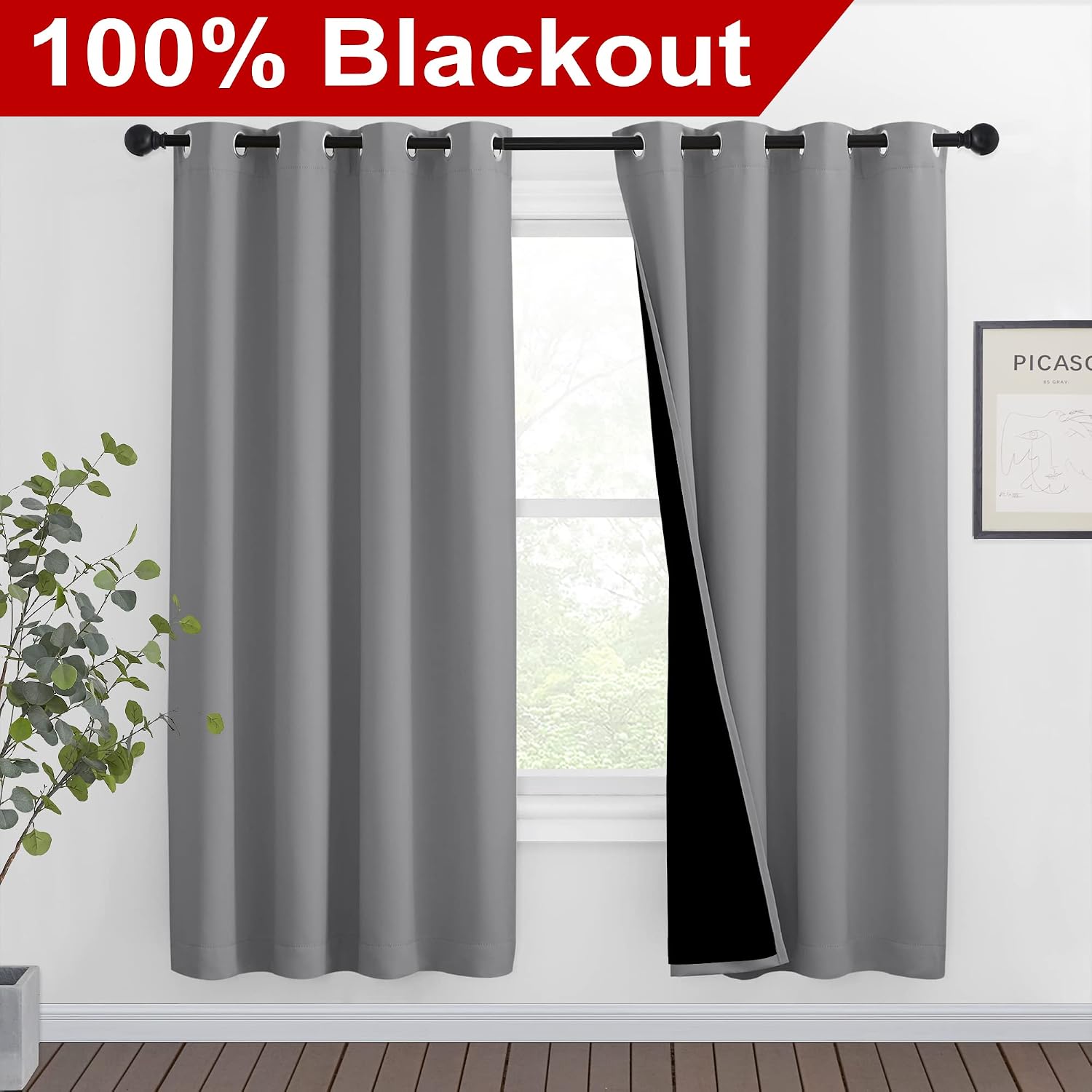 Nicetown Full Shade Curtain Panels, Pair of Energy Smart & Noise Blocking Out Blackout Drapes for Dining Room Window, Thermal Insulated Gue…