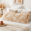 Chumerry Beige Fluffy Body Pillow Cover Faux Fur Pillowcase Extra Soft Fuzzy Plush Long Pillow Cover Gradient Taupe Shaggy Body Pillow Case…