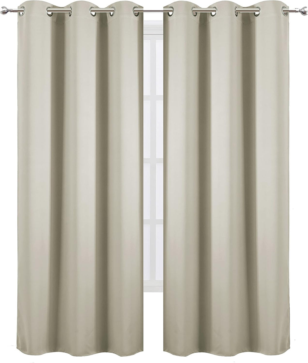 Lemomo Light Beige Thermal Blackout Curtains/38 x 84 Inch/Set of 2 Panels Room Darkening Curtains for Bedroom 84 Inch silver