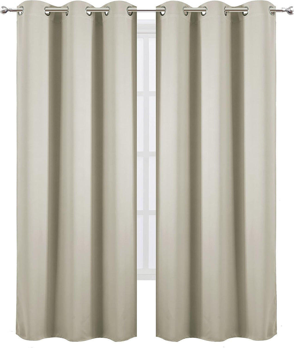 Lemomo Light Beige Thermal Blackout Curtains/42 x 95 Inch/Set of 2 Panels Room Darkening Curtains for Bedroom 95 Inch silver
