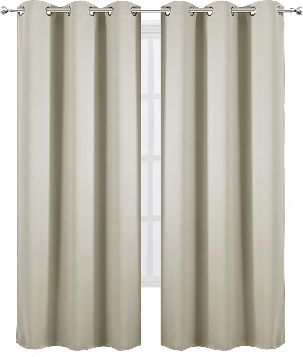 Lemomo Light Beige Thermal Blackout Curtains/42 x 95 Inch/Set of 2 Panels Room Darkening Curtains for Bedroom 95 Inch silver