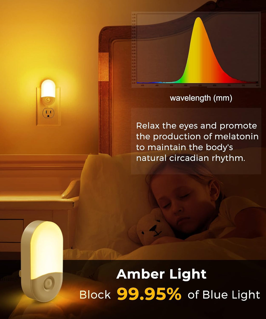 L LOHAS LED Amber Night Light, Night Lights Plug into Wall[2 Pack], 0.6W 2000K LED Night Light, Dusk to Dawn Sensor, 30/60LM Adjustable…