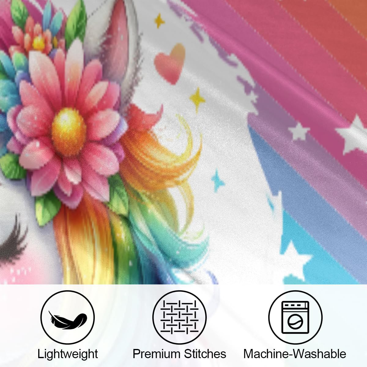 Satin Pillowcase for Hair and Skin Flower Rainbow Unicorn Soft Silk Pillow Case with Envelope Closure Cooling Pillow Cases Slip Standard…