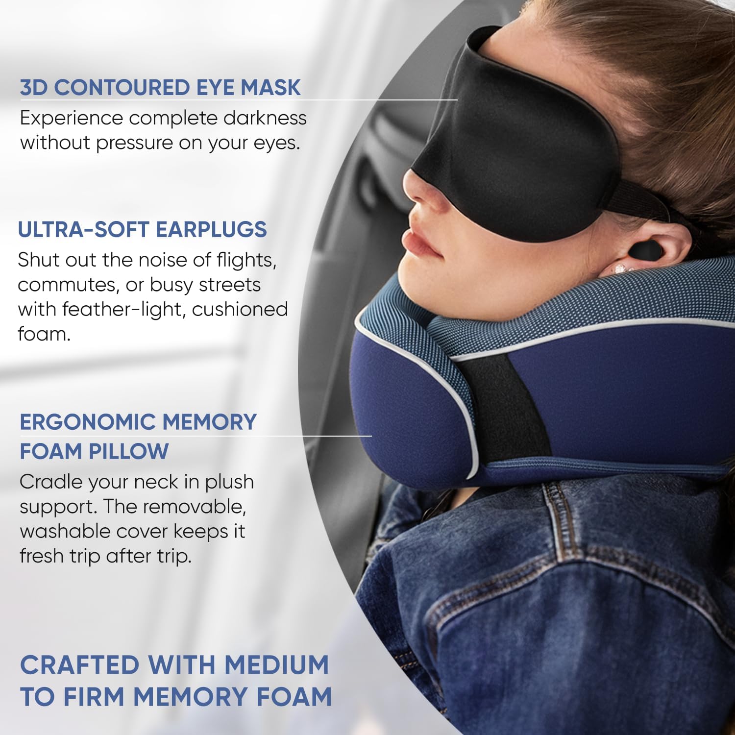 Proglobe Orthopedic Neck Pillow Travel Neck Pillows for Airplanes, Memory Foam Kit, Updated Resting Material, Airplane Travel Set with 3D…