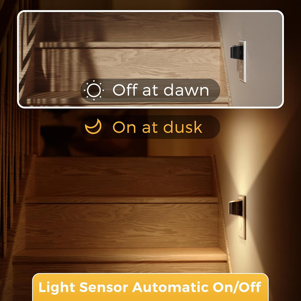 L LOHAS LED Night Lights Plug into Wall, 2 Pack Modern Night Lights, Dusk to Dawn Sensor Nightlight,0-100LM Brightness Adjustable, 3000K…