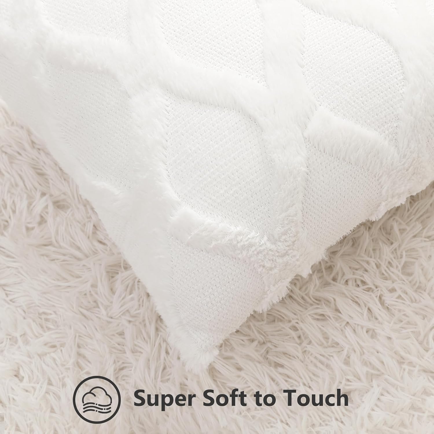 decorUhome Summer Throw Pillow Covers 12x20 Inch Set of 2, Soft Plush Faux Fur Wool Lumbar Cream White Accent Couch Pillow Covers for Moder…