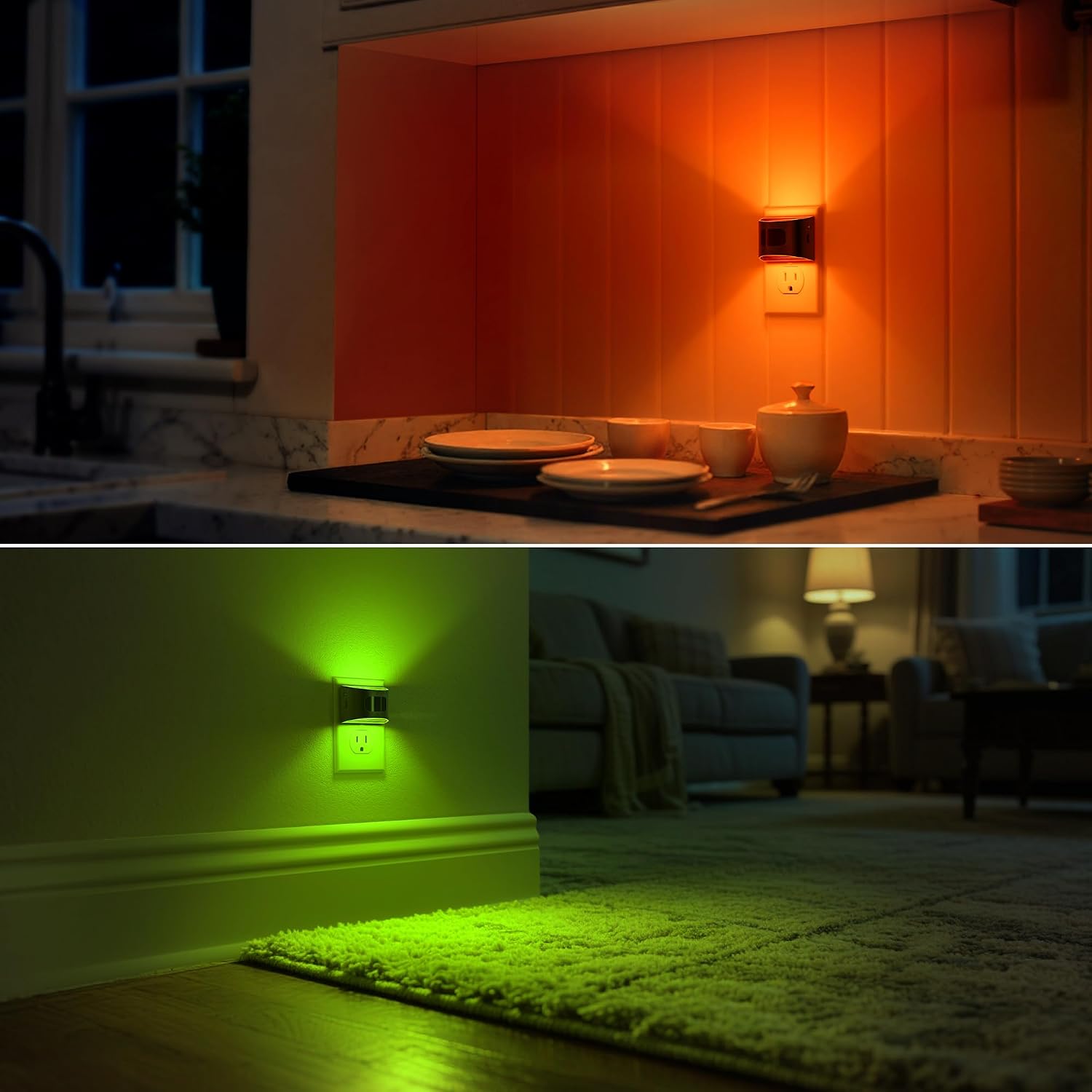DORESshop LED Night Light[4 Pack], Night Lights Plug into Wall, 8-Color RGB LED Nightlight with Motion Sensor, Dusk to Dawn Sensor…