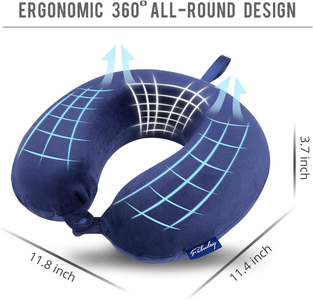 Fabuday Travel Pillow Memory Foam - Head Neck Support Airplane Pillow for Traveling, Car, Home, Office, Travel Neck Flight Pillow with Atta…