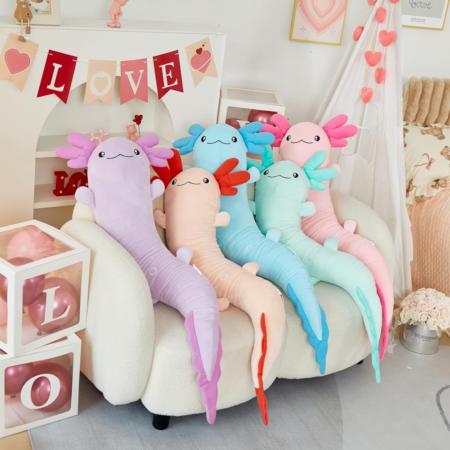MaoGoLan Giant Axolotl Plush Body Pillow, Big Axolotl Stuffed Animal, XL Salamander Plush Pillow Toy for Kids, Glow in The Dark…