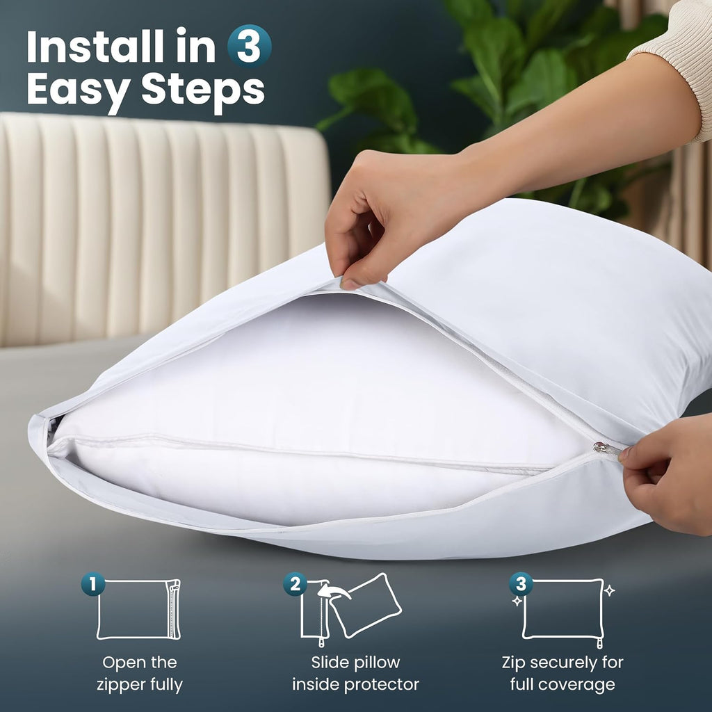 Utopiabedding Utopia Bedding Queen Pillow Protectors - Pack of 2 - Zipper Closure - Soft Brushed Microfiber Fabric - Shrinkage and Fade Res…