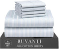 Ruvanti 100% Cotton Percale Sheets Full Size 6 Piece Set, Cooling Bed Sheets for Hot Sleepers, Deep Pocket 16”, Breathable Lightweight & Du…