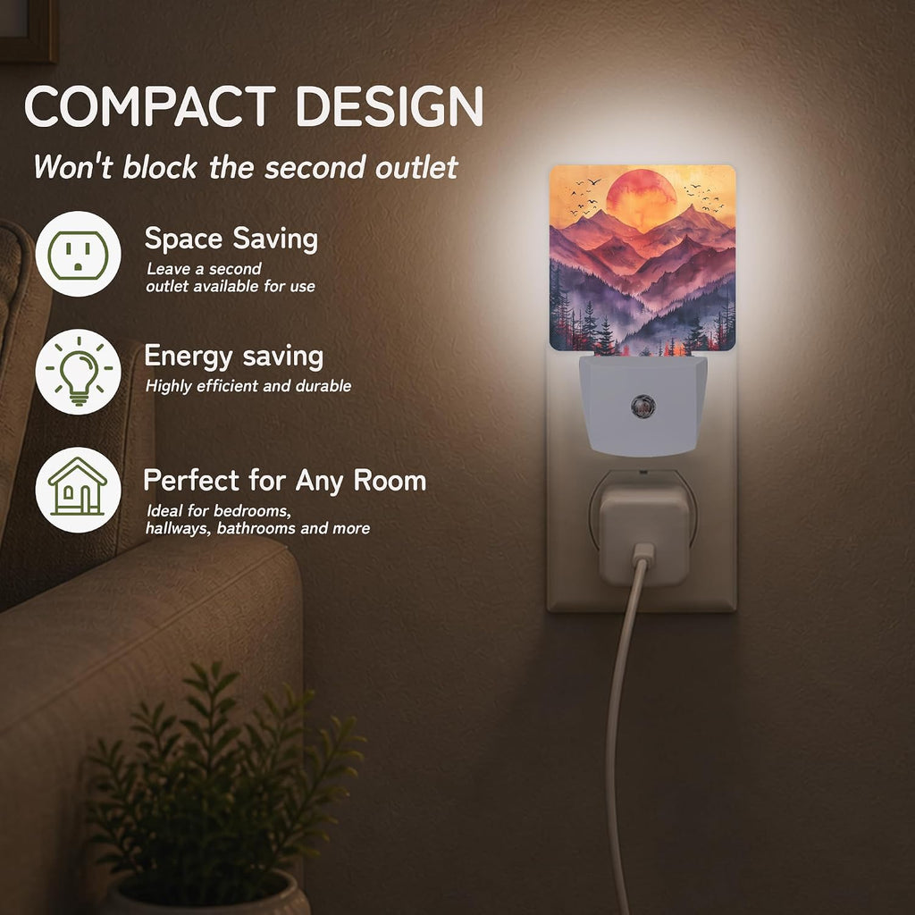 Night Light, Mountain Sunset Night Lights Plug into Wall Decor for Bedroom Bathroom Hallway Kitchen, Dusk to Dawn Sensor Gift for Women…