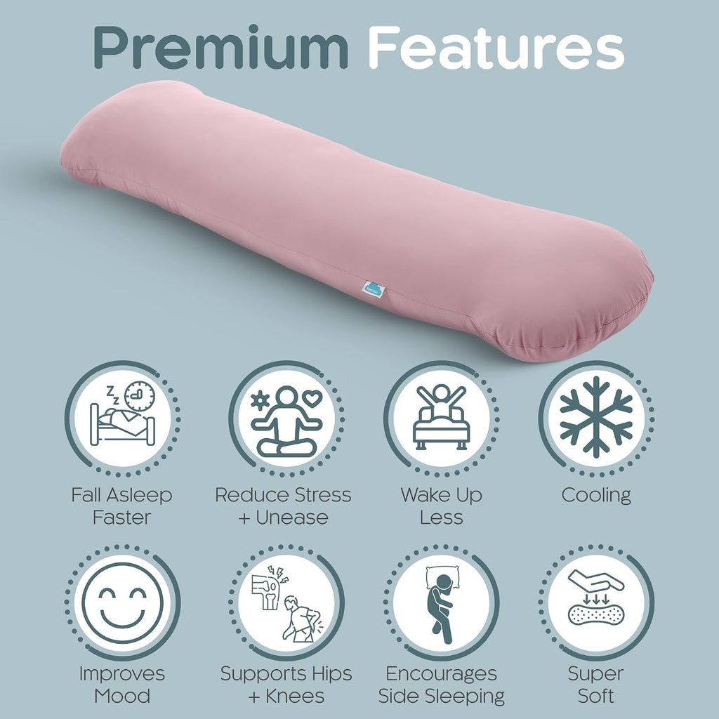 SleepCloud Weighted Body Pillow 8lbs - Weighted Pillow for Deeper Sleep (48" x 14") - Cooling Body Pillows for Adults, Side Sleeper Body…