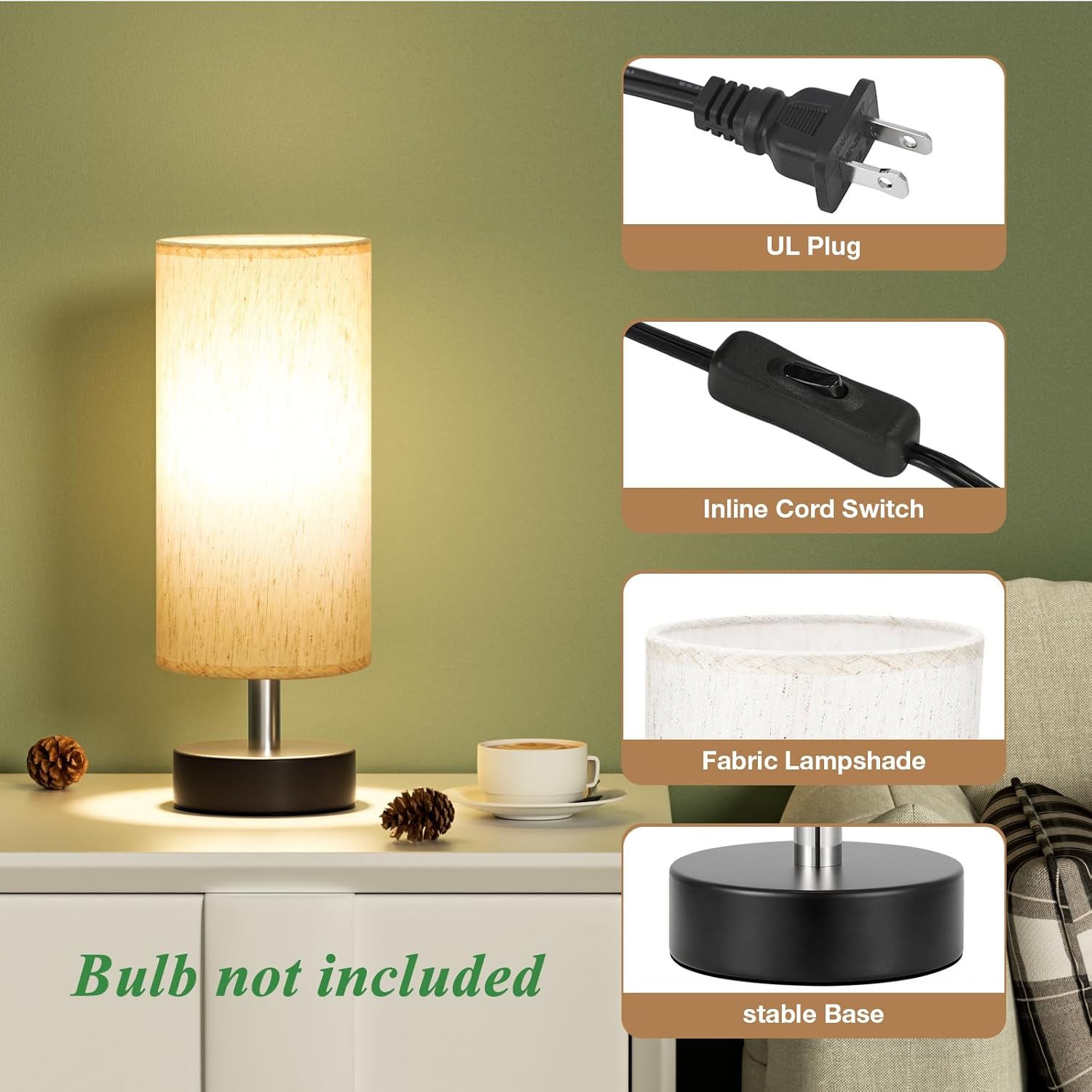 PartageiZ Small Table Lamp for Bedroom - Bedside Lamps for Night Stands, Minimalist Nightstand Light Lamp, Desk Lamps for Living Room…