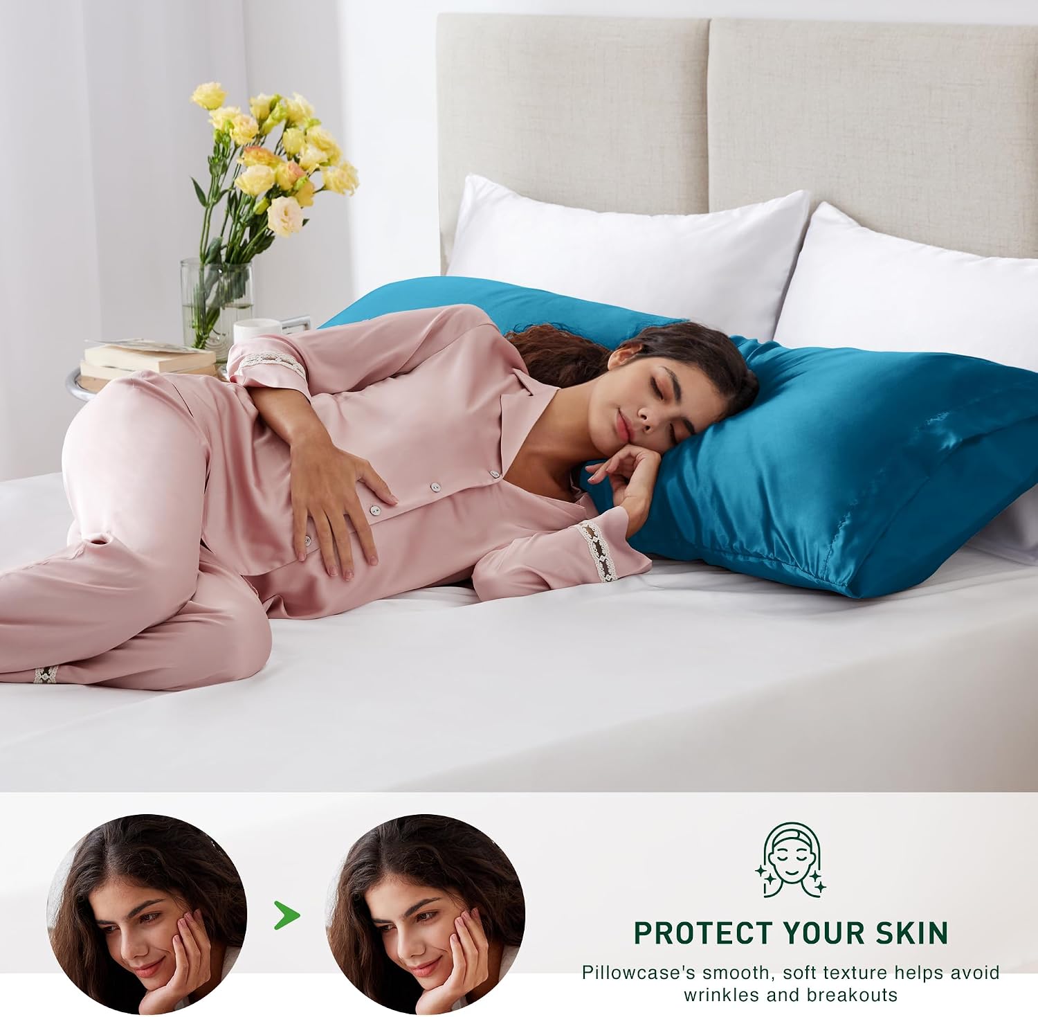 Lovescabin Love's cabin Satin Body Pillowcase 20x54, Cooling Pillow Cover for Hair and Skin, Silky Smooth with Envelope Closure, Similar to…