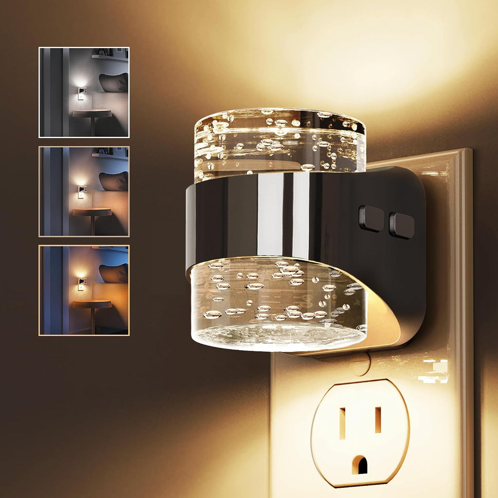 L LOHAS LED 3CCT Night Lights Plug into Wall, 3000K/4000k/5000K Adjustable Color Temperature Night Light, Bubble Nightlight with Dusk to…