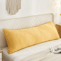 Moveover Yellow Body Pillow Cover Boho Body Pillow Cover Ginger Yellow Pom Poms Fringe Design Body Pillowcases 20x54 Inches Decorative Long…