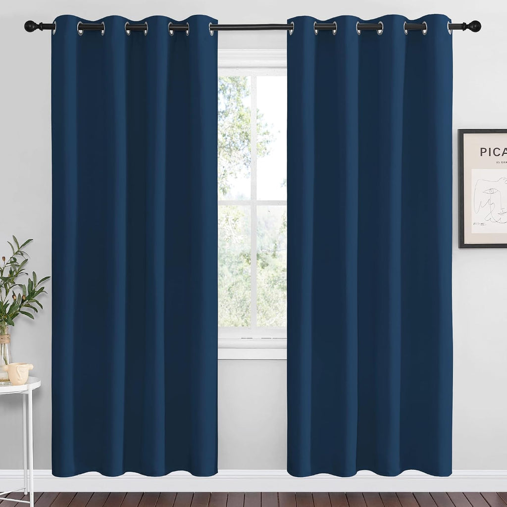 Nicetown Moroccan Blue Blackout Curtains 78" Long, 55" Wide, 2 Pieces for Office, Dining, Guest Room - Sound Reducing, Heat and Cold Block…