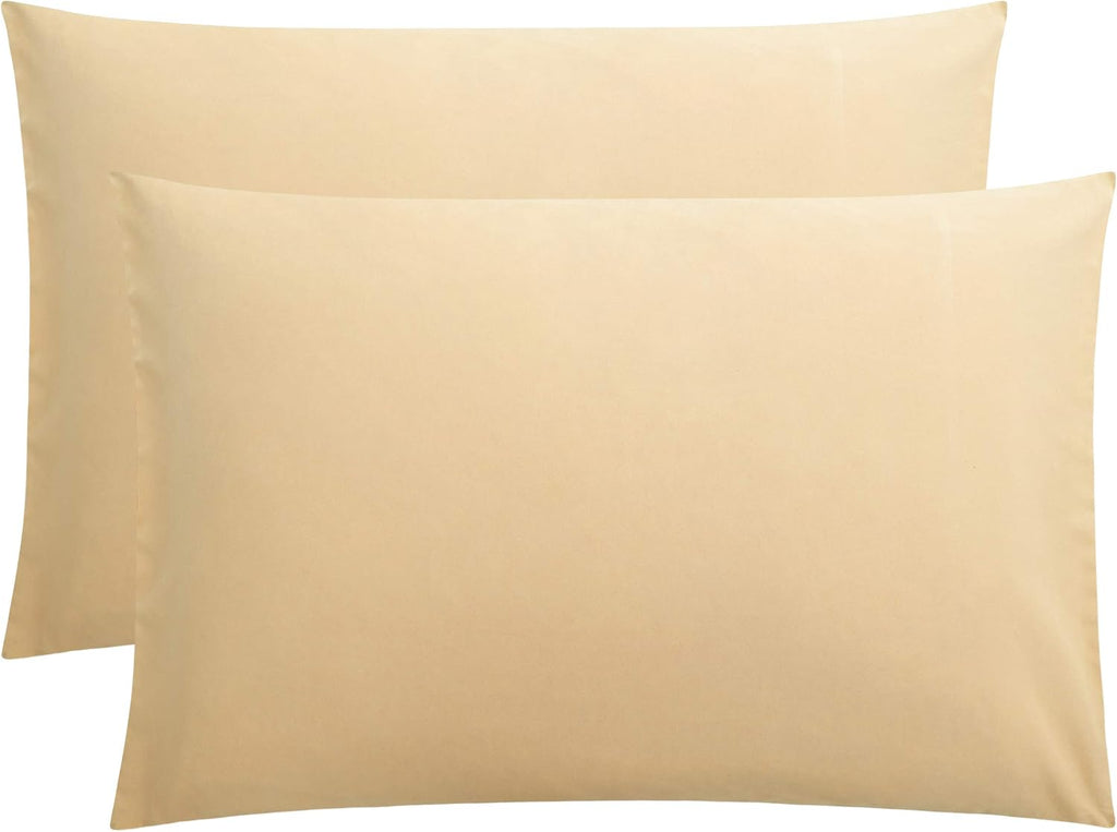 FLXXIE Pillow Cases Queen, Soft Microfiber Pillow Covers with Envelope Closure, Wrinkle Resistant Pillowcases, 2 Piece Set, 20x30, Light…