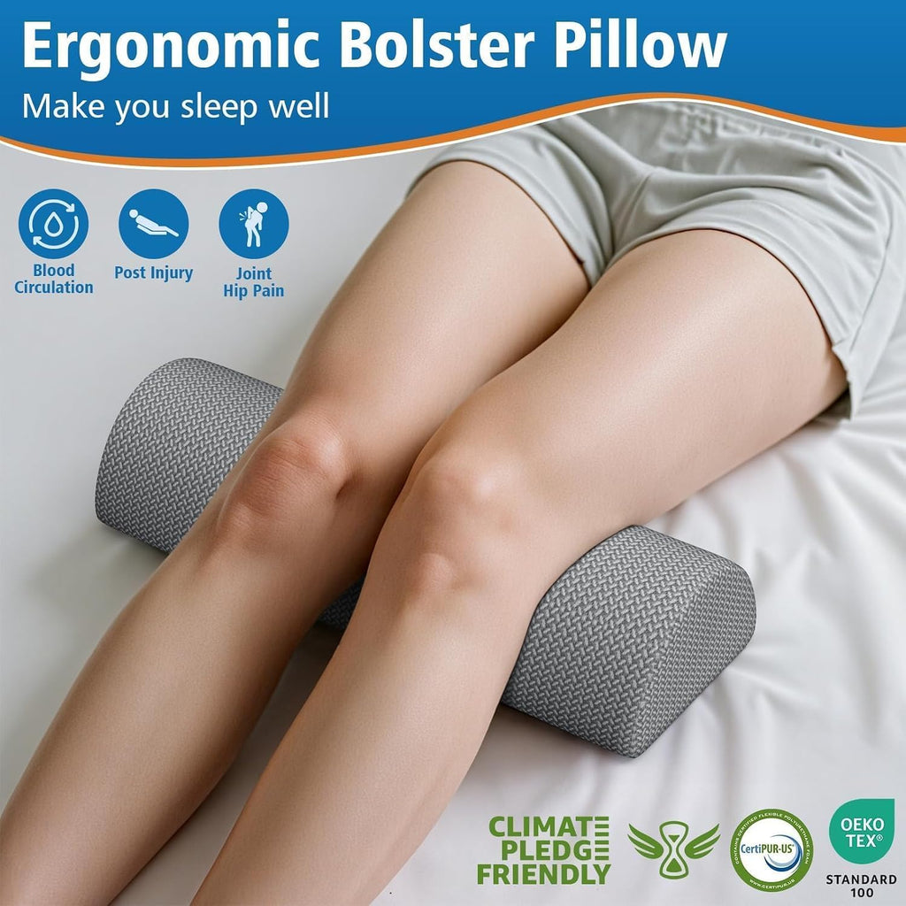 SweetSlubr SweetSlubr Knee Pillow for Side Sleepers, Half Moon Memory Foam Bolster Pillow for Legs, Ergonomic Design Wedge Elevation…