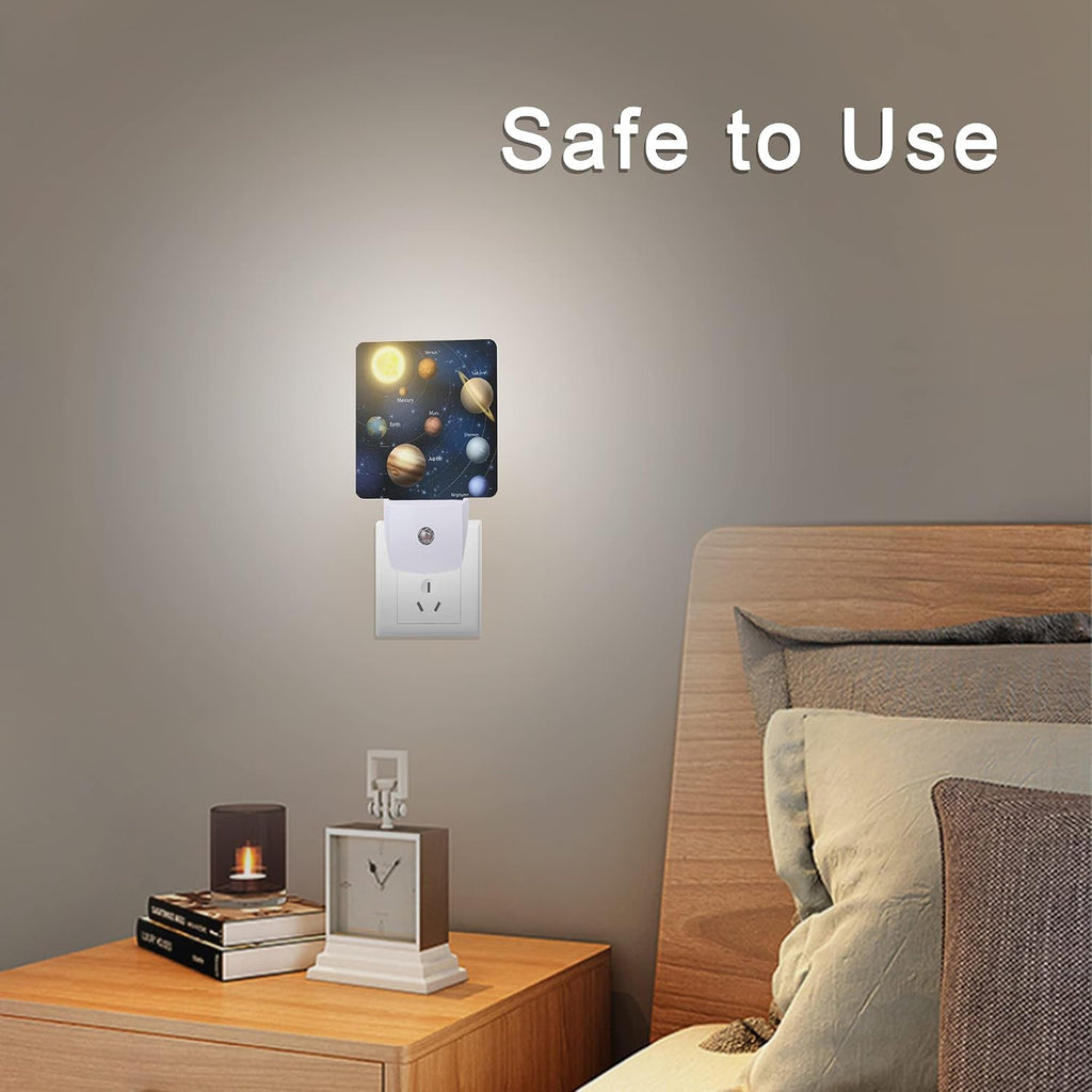 Planet Solar System Universe Galaxy Space Night Light Plug-in LED Nightlights Auto Sensor Night Lamp Dusk-to-Dawn Lamp Home Decor for…