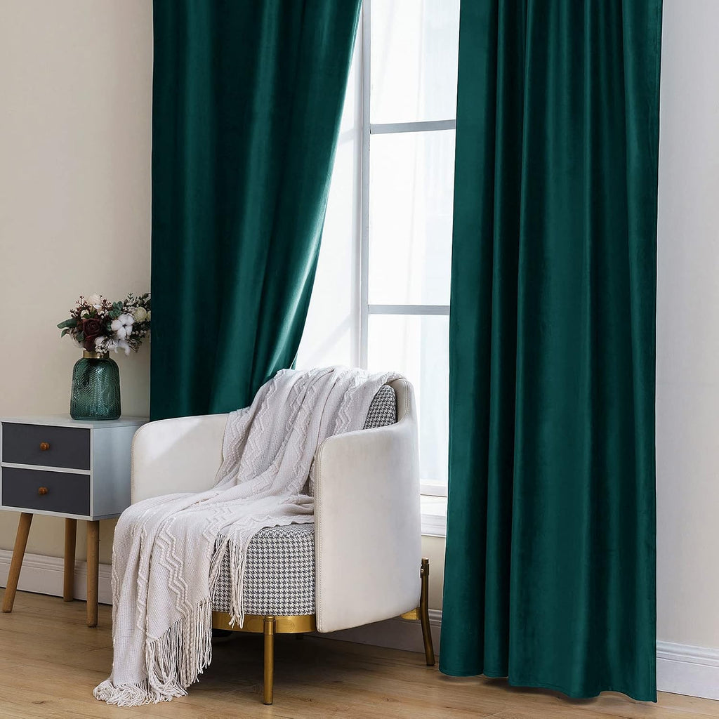 Miulee Velvet Curtains 108 inches Long 2 Panels - Luxury Blackout Curtains for Bedroom Living Room Thermal Insulated Home Christmas Decor S…