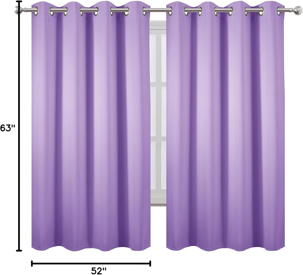 Lemomo Lavender Blackout Curtains 52 x 63 Inch Length/Set of 2 Curtain Panels/Thermal Insulated Room Darkening Blackout Curtains for Bedroo…