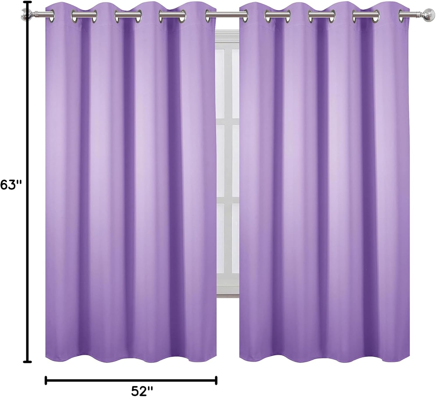 Lemomo Lavender Blackout Curtains 52 x 63 Inch Length/Set of 2 Curtain Panels/Thermal Insulated Room Darkening Blackout Curtains for Bedroo…