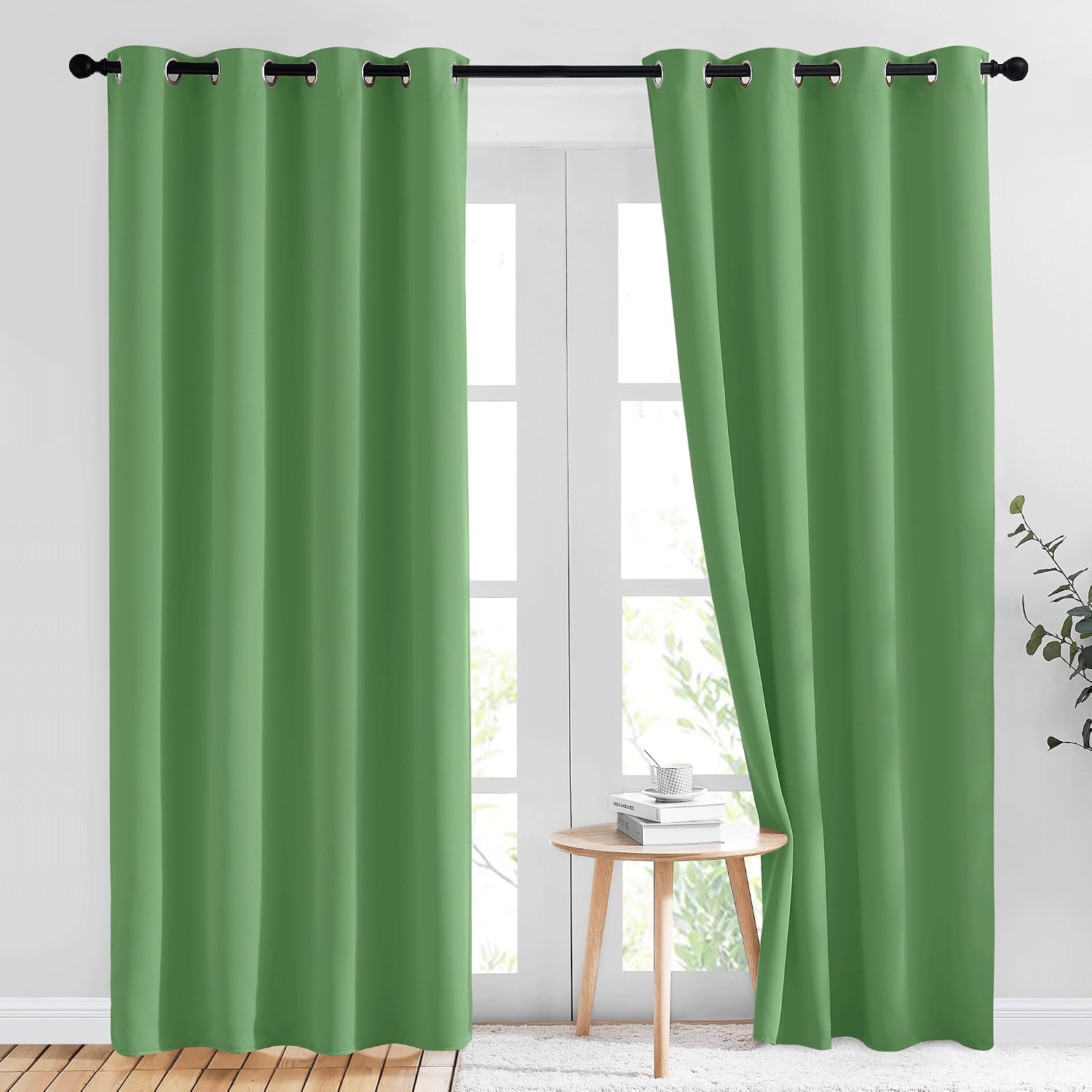 Nicetown Forest Green Blackout Curtains 84 inches Long 2 Panels Set - Grommet Thermal Curtains Room Darkening Window Treatments Sound Proof…