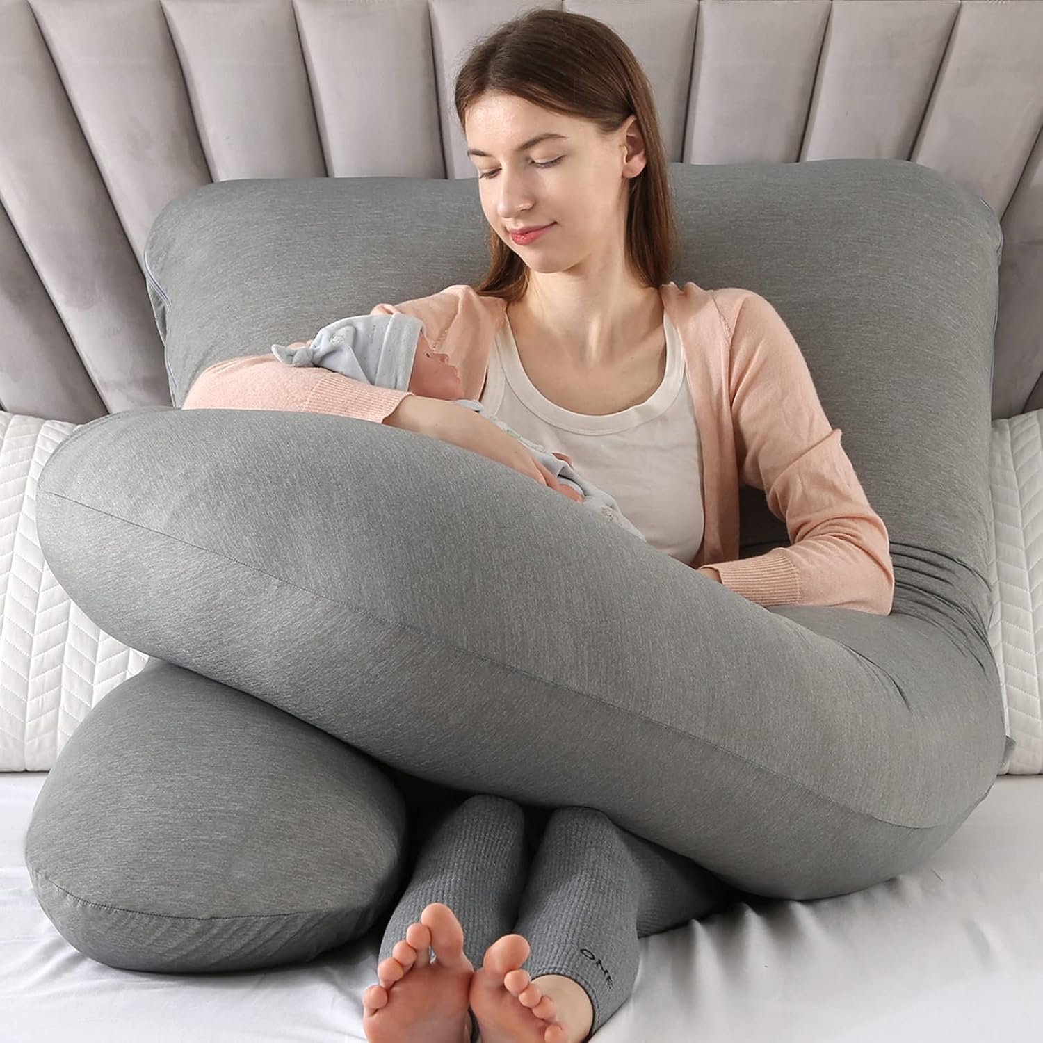Elover Cooling Pregnancy Pillows for Sleeping, U Shaped Full Body Pillow with Removable Cover, Pregnant Women Must Haves, Maternity…