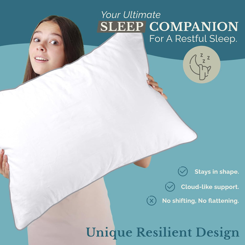 CasaPlatino Casa Platino Standard Pillows Set of 2 - Cozy Soft & Firm Bed Pillow for Side Sleepers & Back Sleepers - Down Alternative Pillo…