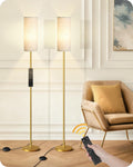 Set of 2 Dimmable Floor Lamps for Living Room with 2 Remotes and Foot Switch, Modern Standing Tall Lamp, Corner Lamp for Bedroom, Bulb…