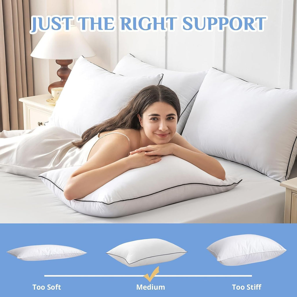 Jollyvogue Standard Size Bed Pillow 1-Pack, Single Pillow for Sleeping, Breathable and Supportive with Down Alternative Fill, Hotel Collect…