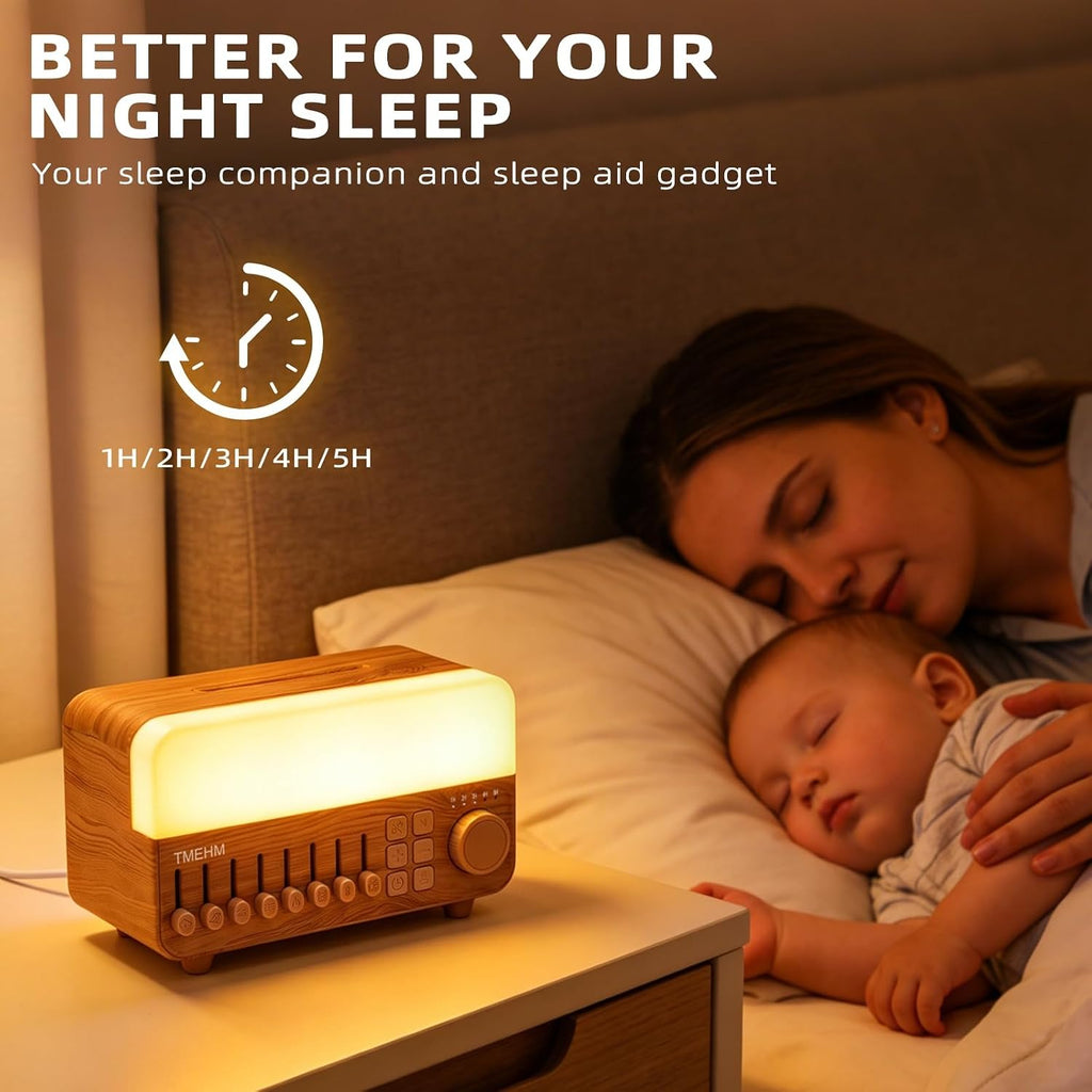 TMEHM 4-in-1 Sleep Sound Machine with White Noise & 8 Nature Sounds, Bluetooth Speaker, Night Light & Aroma Diffuser with Timer for Baby…