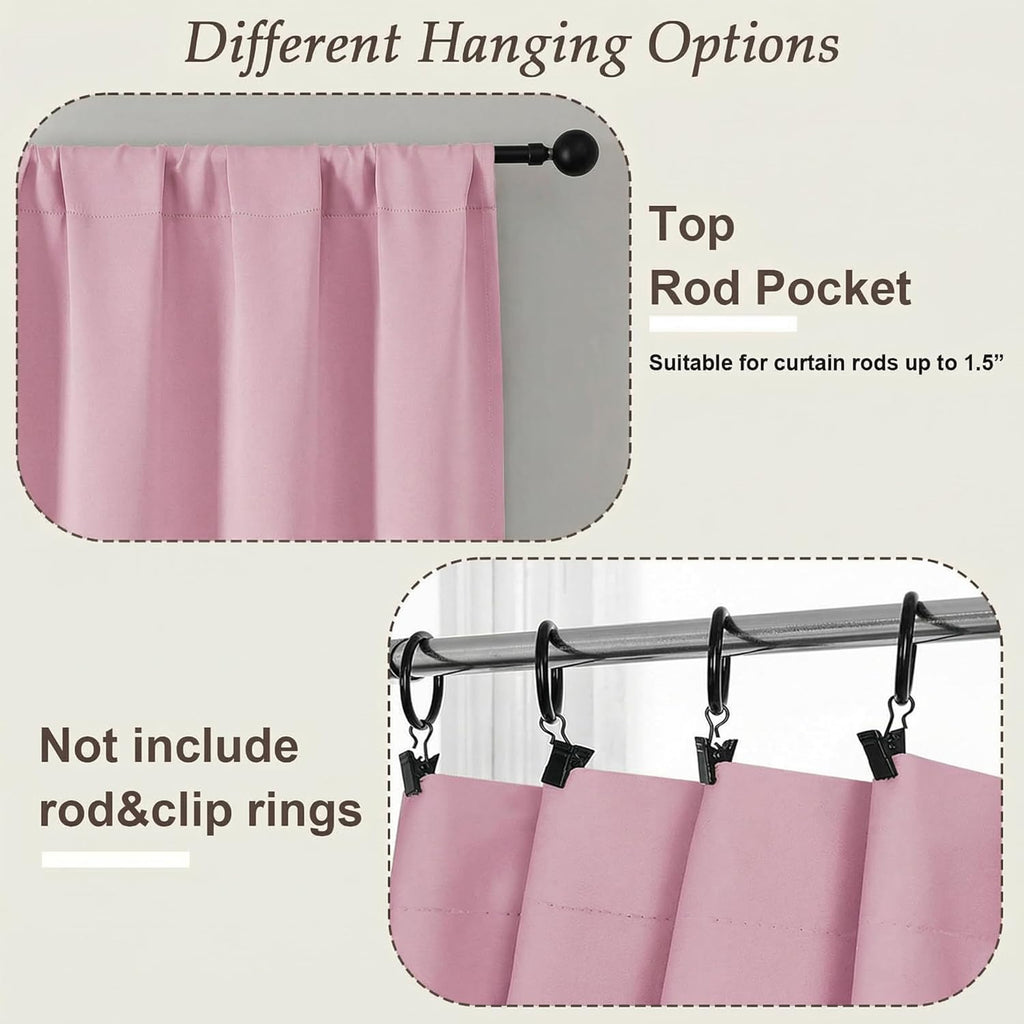 Gwine Pink Blackout Curtains for Bedroom 54 Inches Long - Thermal Insulated Noise Reducing Window Curtain Panels, Solid Room Darkening…