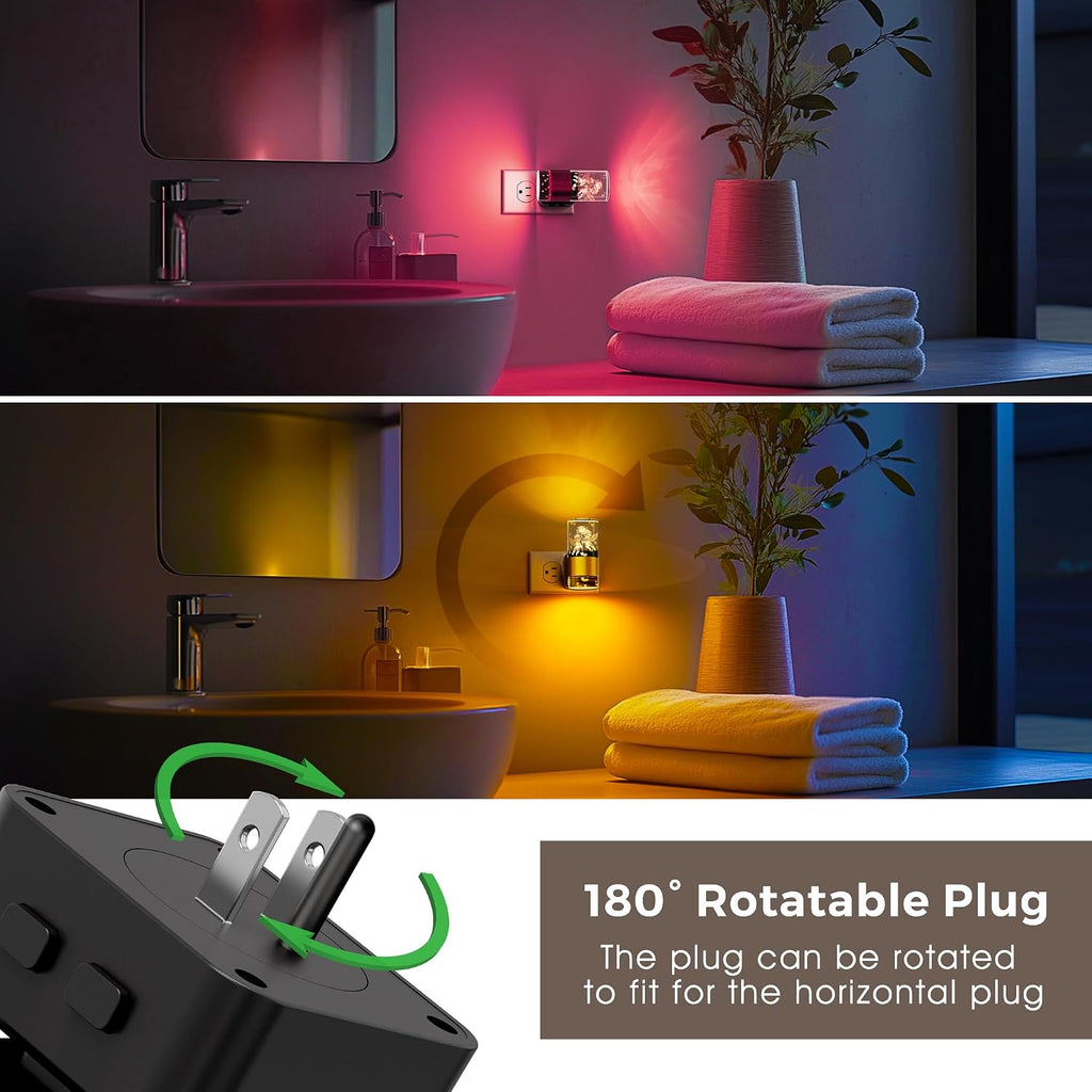 L LOHAS LED Night Lights Plug into Wall,[2-Pack] Dusk to Dawn Nightlight,9 Colors Changing, Adjustable Brightness, Acrylic Decorative Night…