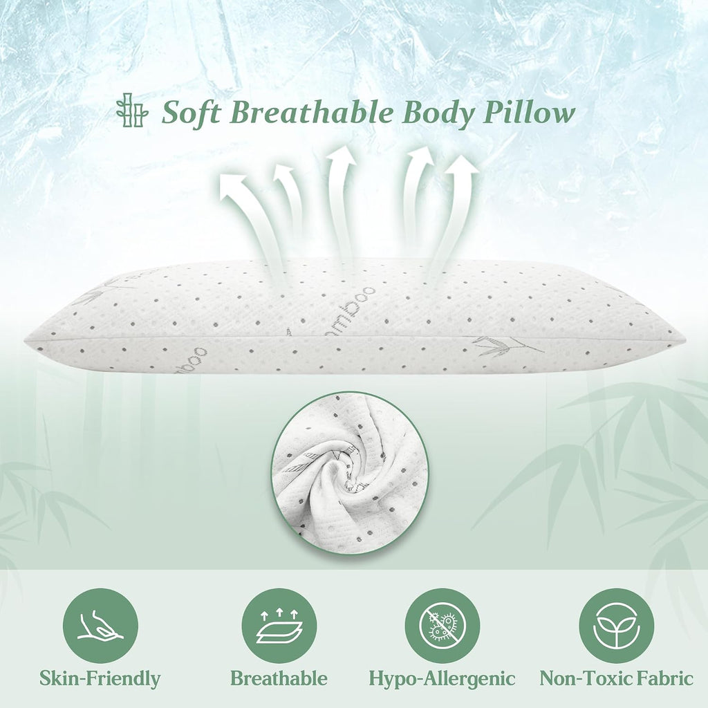 Dreamood Body Pillow Firmer 3200g 100% Shredded Memory Foam Body Pillows for Adults Side Sleeper Pregnancy Full Body Pillow 20x54 inch Adju…