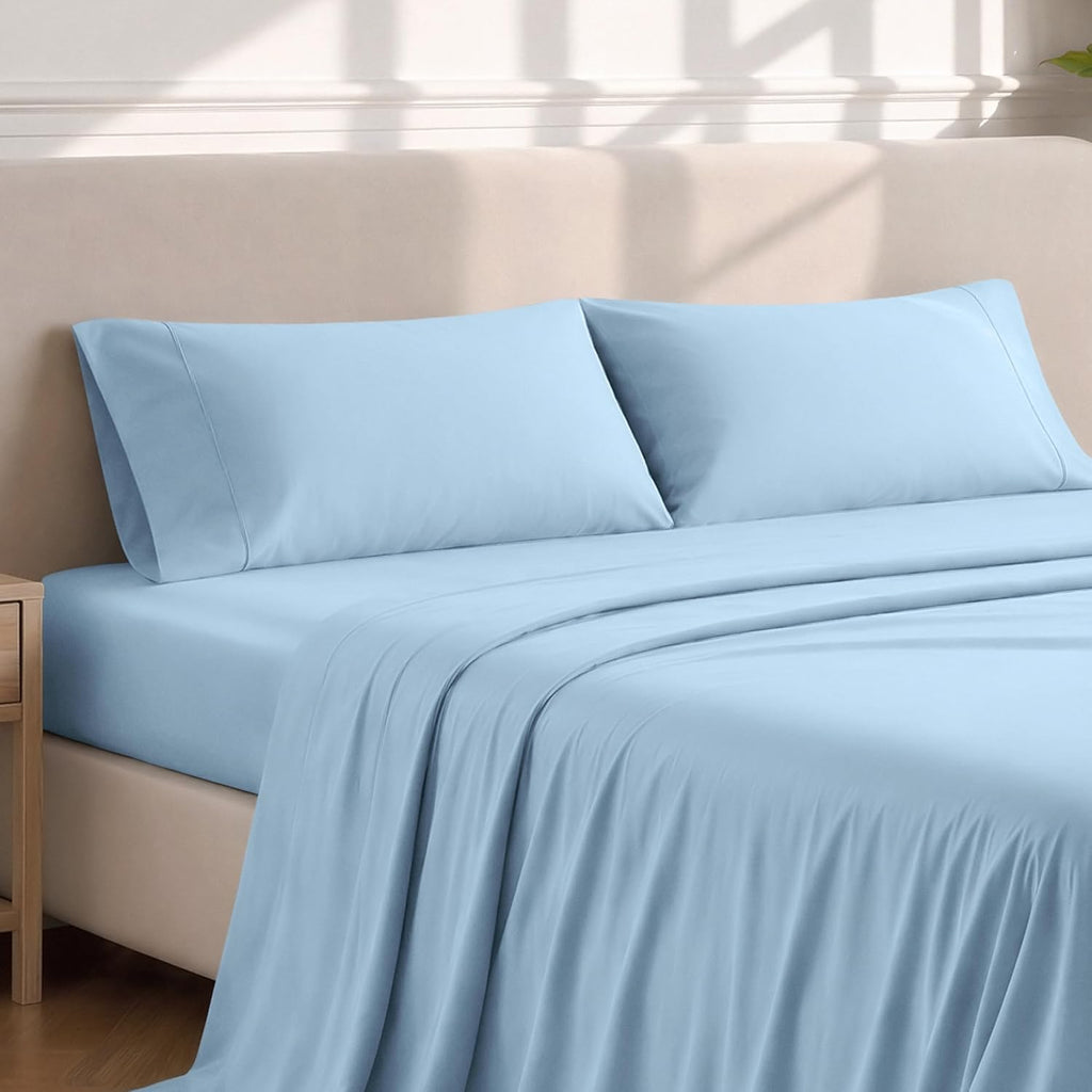 BareHome Bare Home Microfiber Pillow Cases - King Size Set of 2 - Cooling Pillowcases - Double Brushed - Light Blue Pillowcases 2 Pack - Ea…