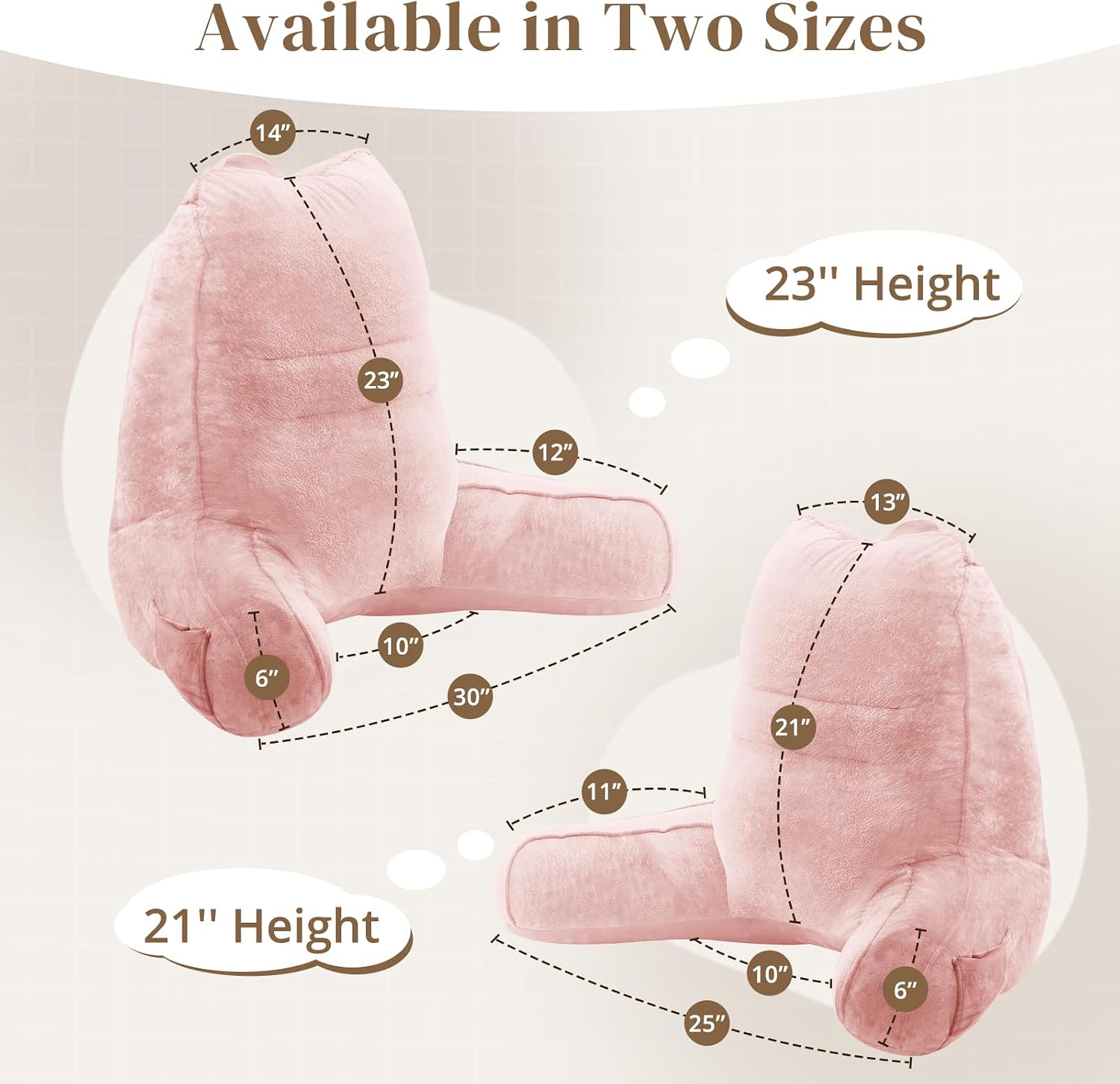 Sasttie Reading Pillow, Pillows for Reading or Relaxing – Ergonomic Support for Head, Neck, Back, and Lumbar, 21-Inch, Peach Pink Pink