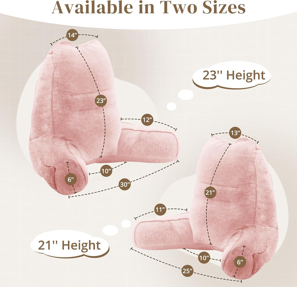 Sasttie Reading Pillow, Pillows for Reading or Relaxing – Ergonomic Support for Head, Neck, Back, and Lumbar, 23-Inch, Peach Pink Pink