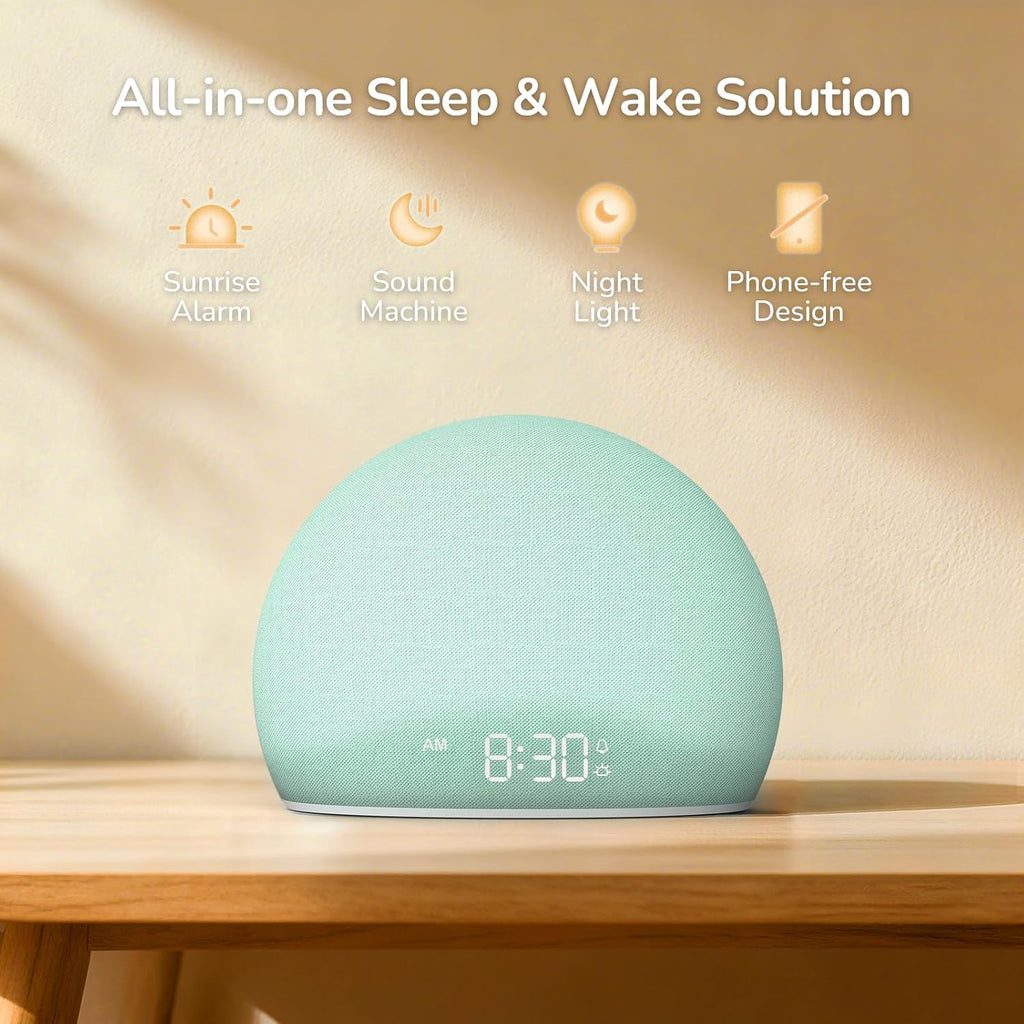 HOUSBAY Sunrise Alarm Clock, White Noise Sound Machine for Bedroom | Natural Wake-Up Light with Gentle Alarm Sounds, 20 Soothing Sleep…