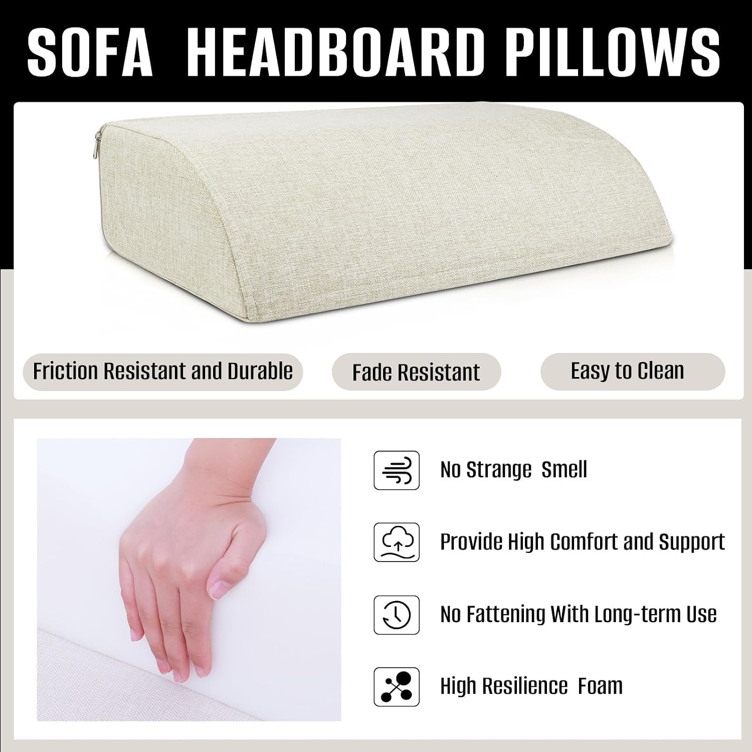 2PCS Sofa Couch Back Cushions, Backrest Support Pillow for Elderly, Extra Large Thick Lumbar Support Pillow for Home (6x24x13.2 in, Linen…