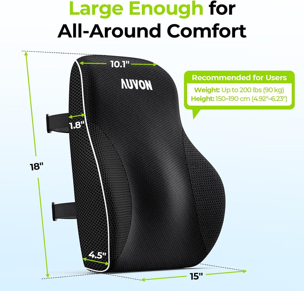 Auvon Lumbar Support Pillow for Office Chair with Patented Bulge for Lower Back Support, Ergonomic Office Home Essentials Improve Posture,…