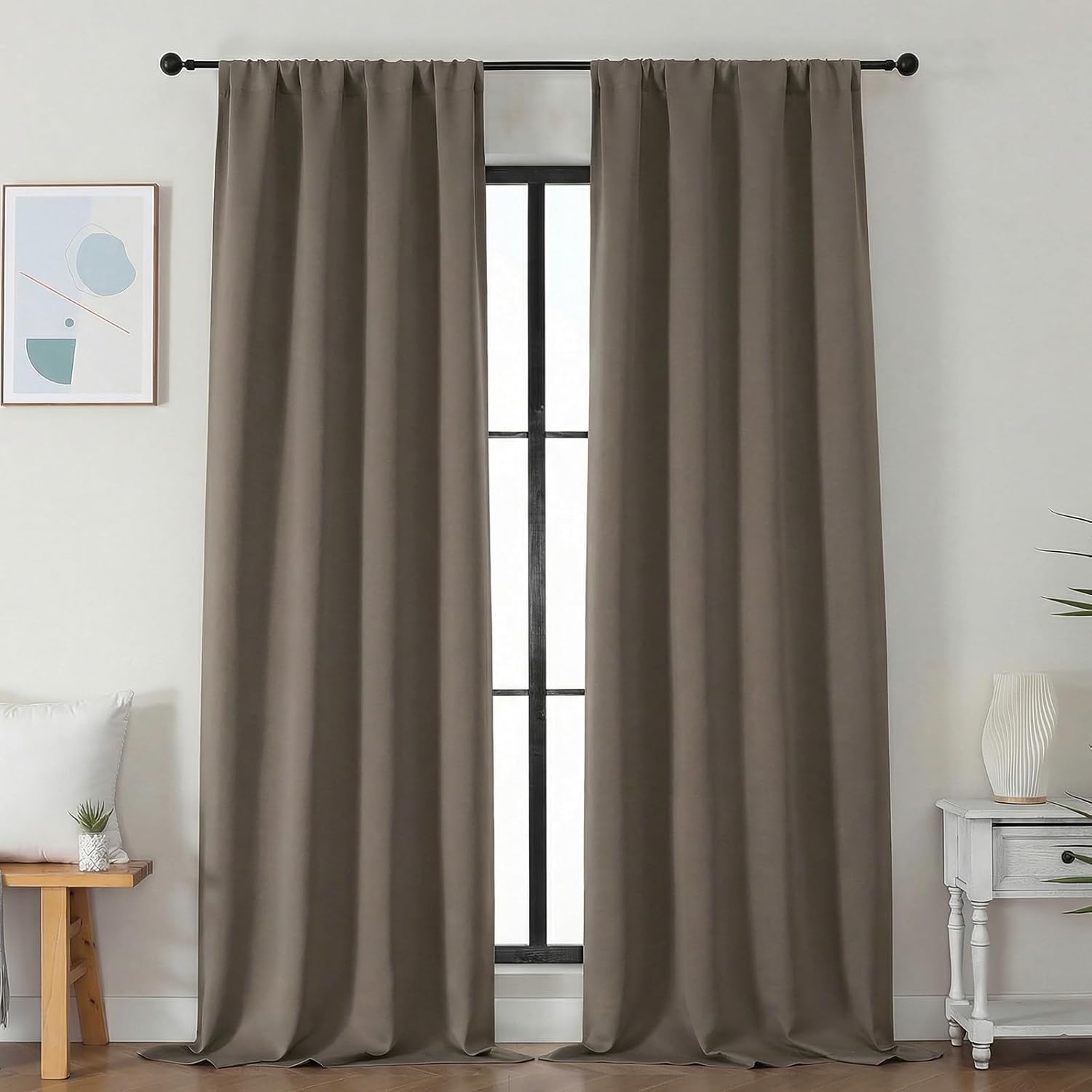 Simplebrand Ava Latte Blackout Curtains for Bedroom 96 Inches Long 2 Panels, Solid Thermal Insulated, Energy Saving Nursery Window Treatmen…