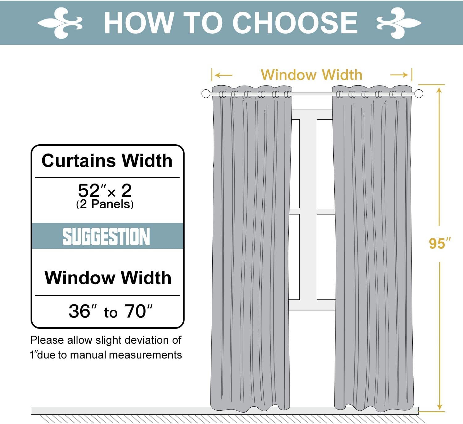 ChrisDowa 100% Blackout Curtains for Bedroom with Black Liner, 2 Thick Layers Total Blackout Thermal Insulated Grommet Long Window Curtains…