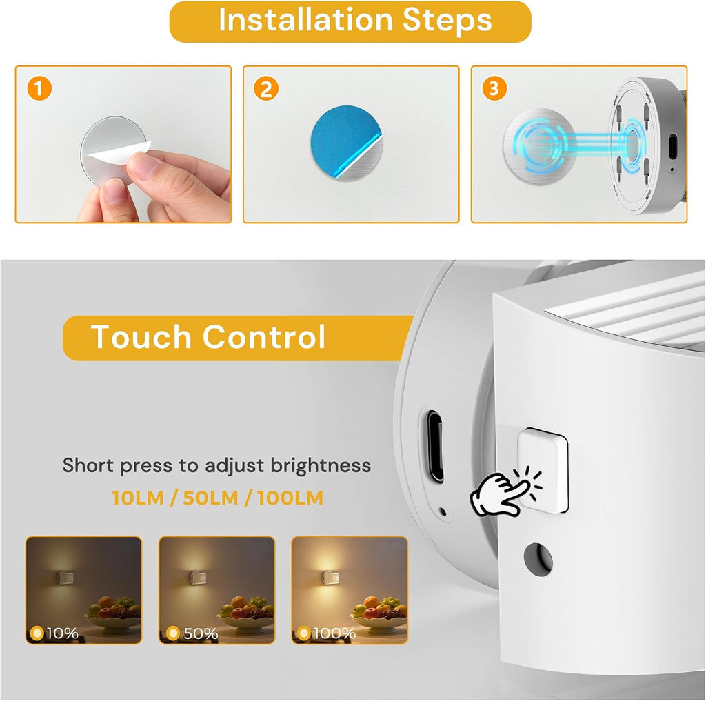 L LOHAS LED Motion Sensor Night Light, Rechargeable Stair Lights Indoor, Portable Warm White Motion Sensor Light Indoor, Battery Operated…