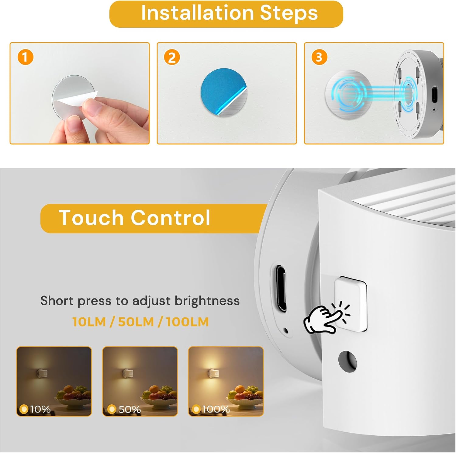 L LOHAS LED Motion Sensor Night Light, Rechargeable Stair Lights Indoor, Portable Warm White Motion Sensor Light Indoor, Battery Operated…