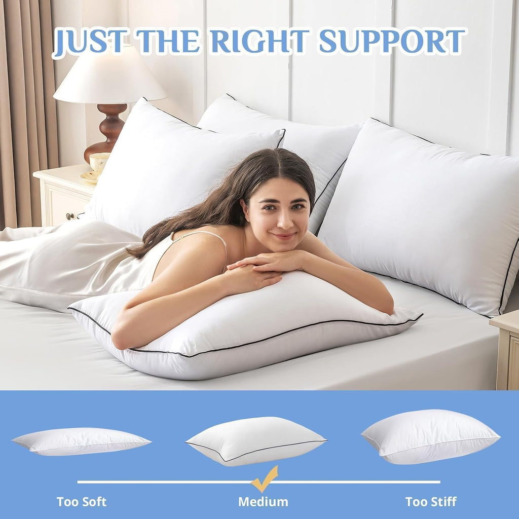 Jollyvogue Pillows Queen Size Set of 4, Collection Bed Pillows for Sleeping, Hotel Quality Pillows for Side, Back and Stomach Sleepers, Sof…